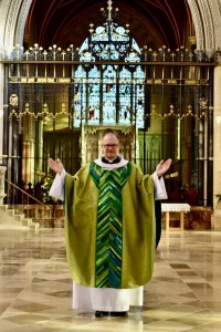 St Philip & St James’ Church, Leckhampton – Green Chasuble photo© Adrian Barlow