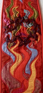Red Stole - detail of flames & crown of thorns